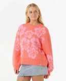 Hibiscus Heat Jacquard Crew Fleece - Watermelon Women's Hoodies & Sweatshirts Rip Curl Women 