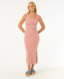 High Tide Stripe Rib Midi - Pink Women's Dress Rip Curl Women XS 