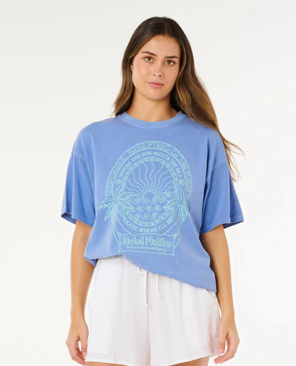 Hotel Malibu Heritage Tee - Cornflower Blue Women's T-Shirts and Vest Tops Rip Curl Women XS 