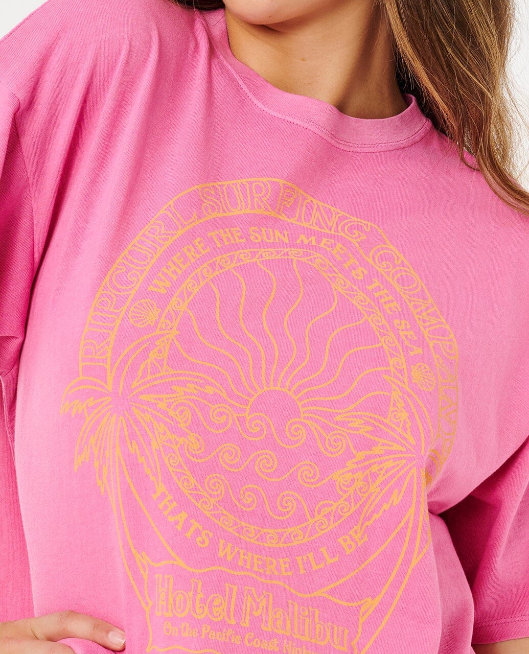 Hotel Malibu Heritage Tee - Super Pink Women's T-Shirts and Vest Tops Rip Curl Women 