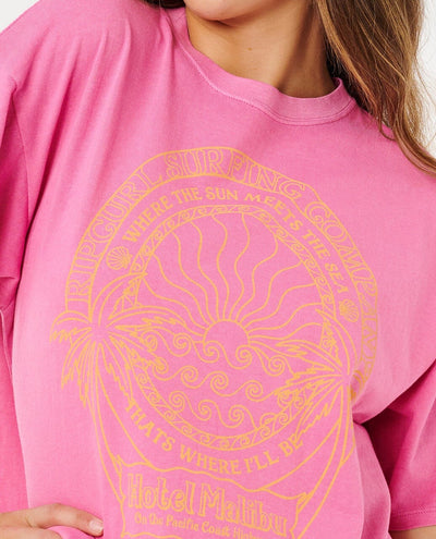 Hotel Malibu Heritage Tee - Super Pink Women's T-Shirts and Vest Tops Rip Curl Women 