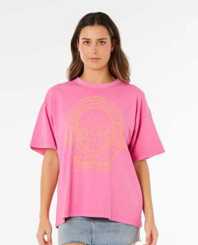 Hotel Malibu Heritage Tee - Super Pink Women's T-Shirts and Vest Tops Rip Curl Women XS 