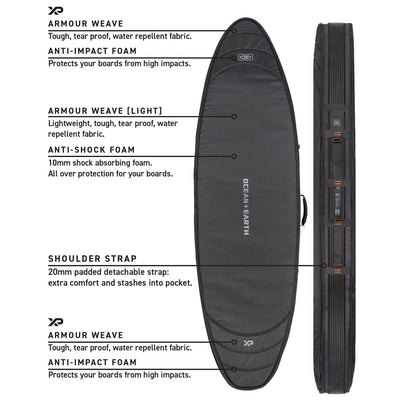 Hypa Shortboard Travel Cover - 6'8" 2 Board Board Bags Ocean & Earth 