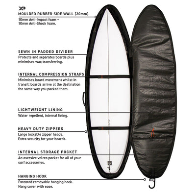 Hypa Shortboard Travel Cover - 6'8" 2 Board Board Bags Ocean & Earth 