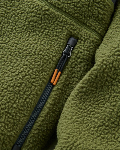 Offgrid Recycled Full Zip Hooded Sherpa Fleece - Khaki