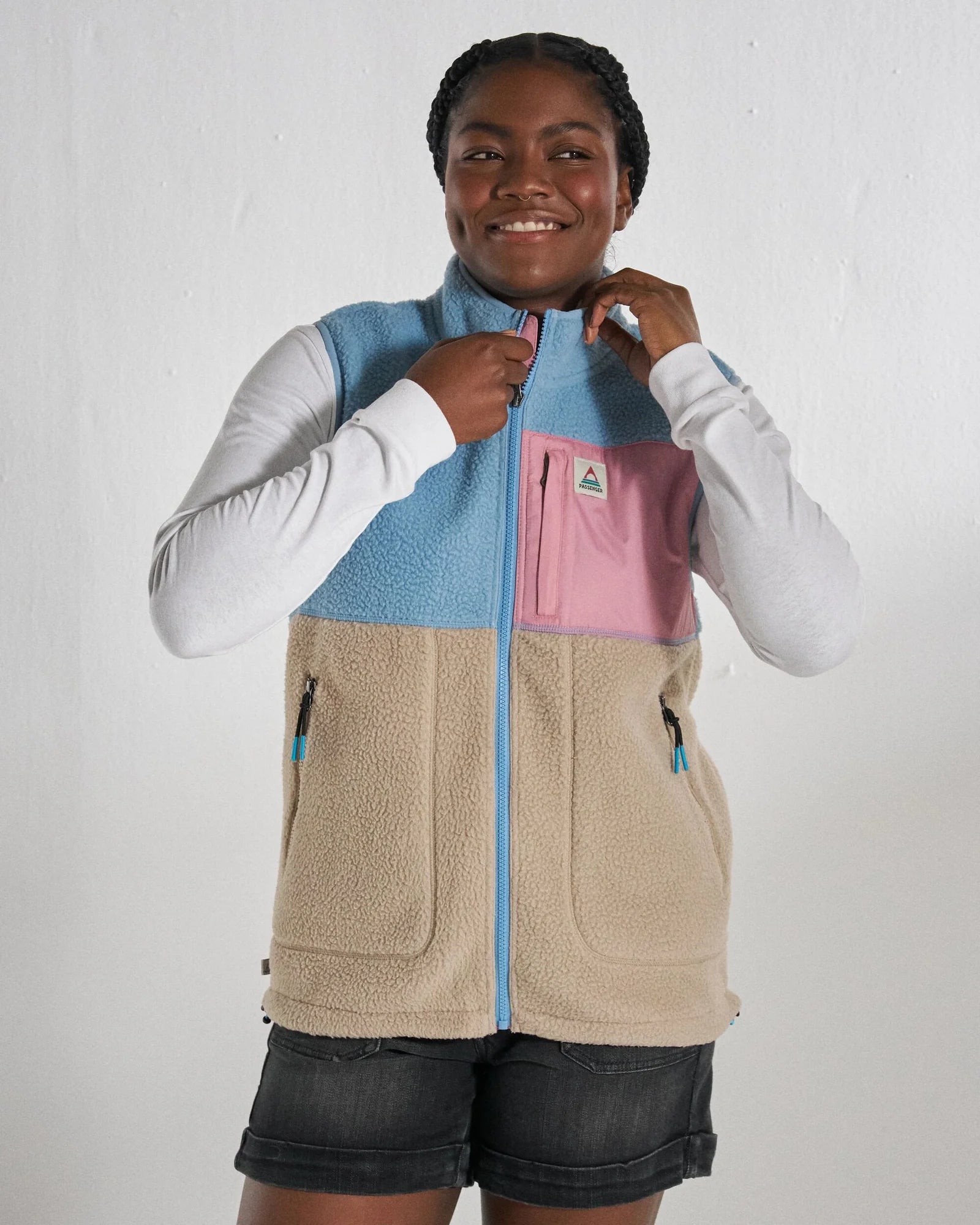 Fairbanks Sherpa Gilet - Faded Denim/Simply Taupe
