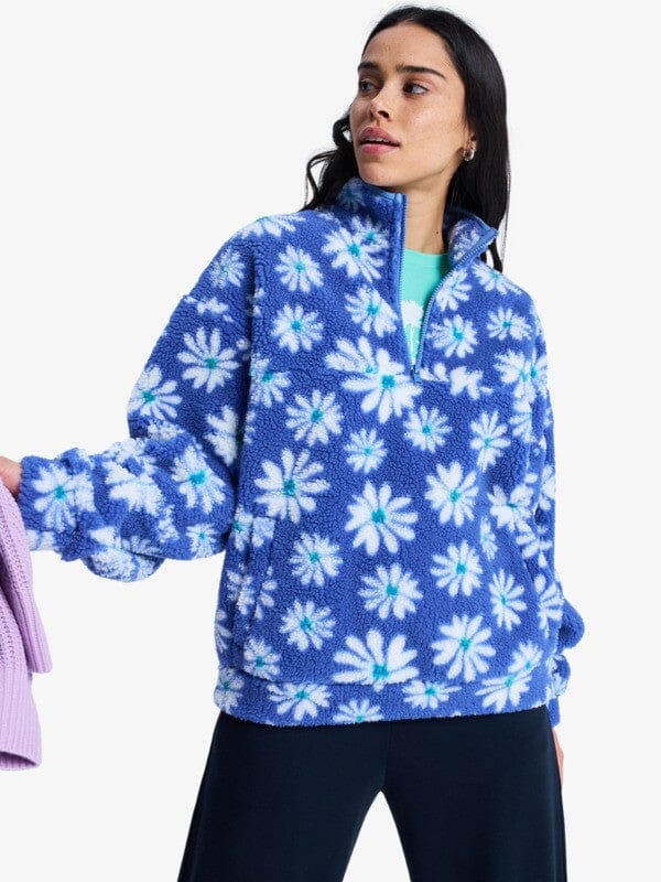 Jive Talking Bonded Polar Fleece - Coconut Milk Flower Soul Women's Hoodies & Sweatshirts Roxy XS 