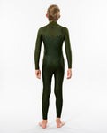 Junior Dawn Patrol 4/3 Chest Zip Wetsuit - Green Children's Wetsuits Rip Curl 