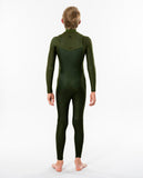 Junior Dawn Patrol 4/3 Chest Zip Wetsuit - Green Children's Wetsuits Rip Curl 