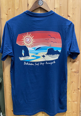 Laurie McCall Landscape Tee - Peacock Blue Men's T-Shirts & Vests Bathsheba Surf S 