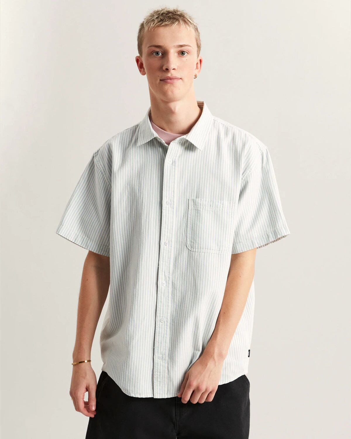 Lawson Stripe Shirt - Dawn Mist/Marshmallow Men's Shirts & Polos Vans 