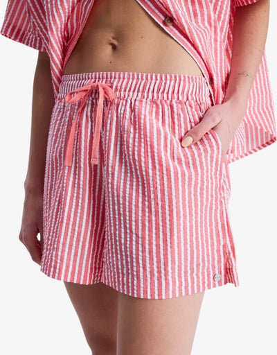 Lekeitio Break High Stripe - Hibiscus Sunrise Stripe Women's Shorts & Boardshorts Roxy XS 
