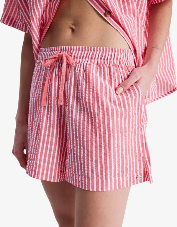 Lekeitio Break High Stripe - Hibiscus Sunrise Stripe Women's Shorts & Boardshorts Roxy XS 