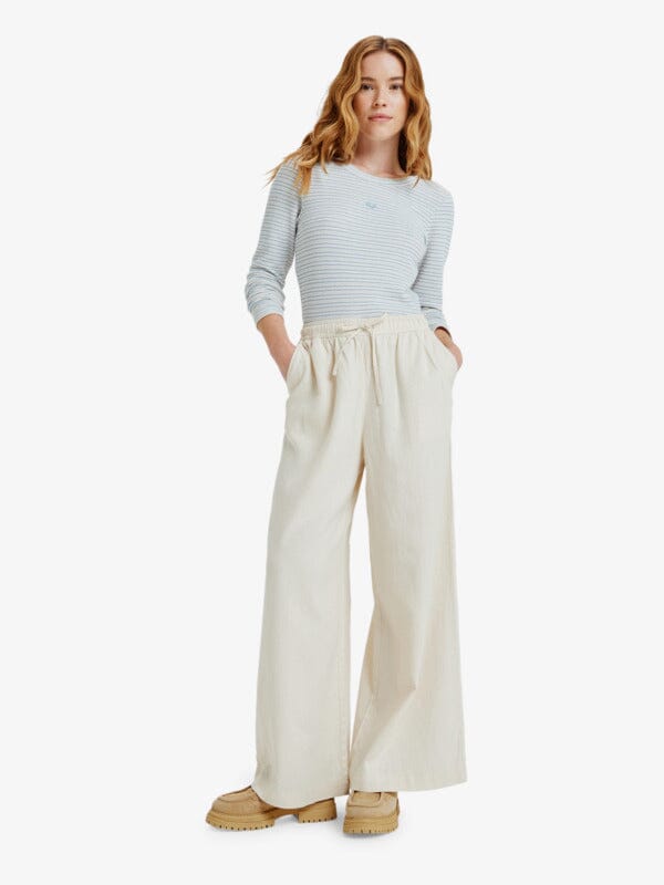 Lekeito Break Mid Elastic Trouser - Parchment Women's Jeans & Trousers Roxy XS 