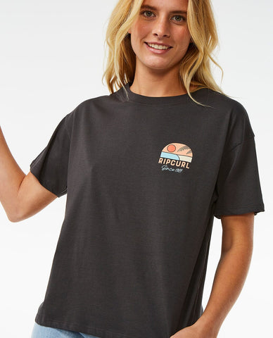 Line Up Relaxed Fit - Washed Black Women's T-Shirts and Vest Tops Rip Curl women XS 