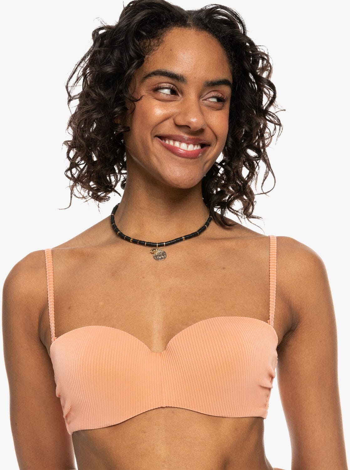 Love The Beach Vibe Bandeau Top - Salmon Women's Swimsuits & Bikinis Roxy XS 