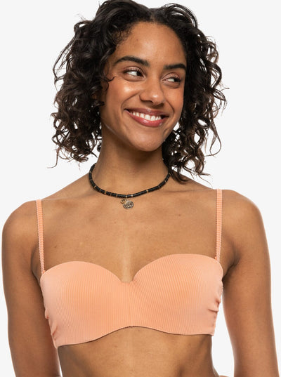 Love The Beach Vibe Bandeau Top - Salmon Women's Swimsuits & Bikinis Roxy XS 