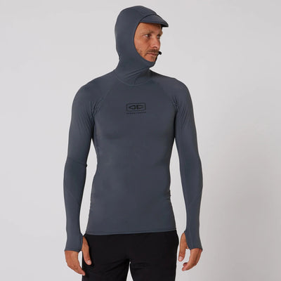 Men's Tropic Hooded Long Sleeve Rash Shirt - Charcoal Men's Rash Vests & Shorts Ocean & Earth 