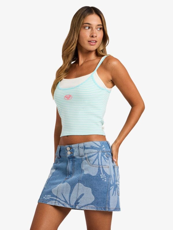 Never Too Late Tank - Coconut Milk Regular Stripe Women's T-Shirts and Vest Tops Roxy 