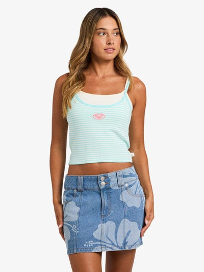 Never Too Late Tank - Coconut Milk Regular Stripe Women's T-Shirts and Vest Tops Roxy XS 