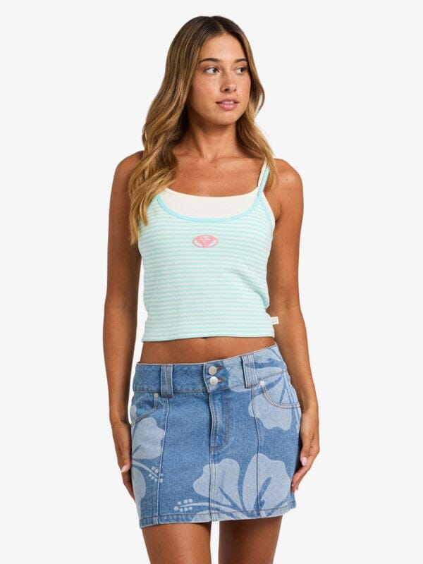Never Too Late Tank - Coconut Milk Regular Stripe Women's T-Shirts and Vest Tops Roxy XS 