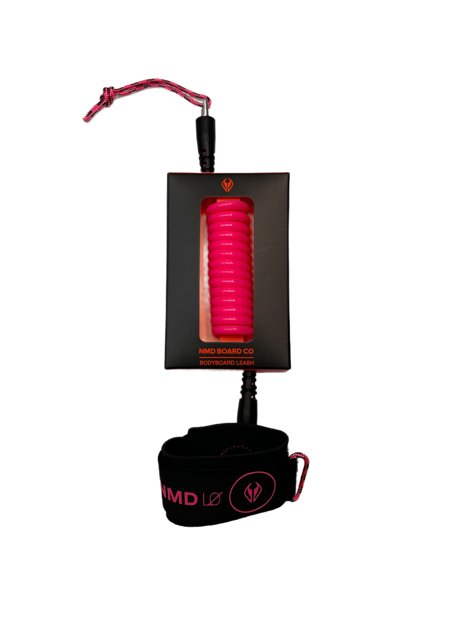 NMD BODYBOARDS L0 Double Swivel Wrist Leash - Black/Pink Bodyboard Leash NMD 