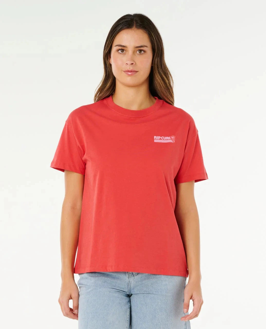 Ocean Break Relaxed Tee - Deep Red Women's T-Shirts and Vest Tops Rip Curl Women XS 