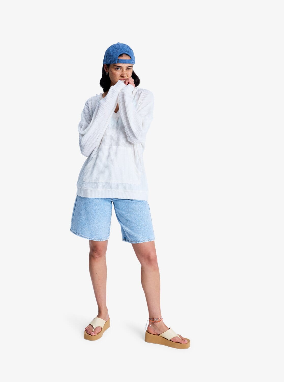 Ocean Drive Oversized Knit Hoodie - Egret Women's Hoodies & Sweatshirts Roxy 