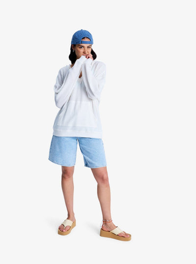 Ocean Drive Oversized Knit Hoodie - Egret Women's Hoodies & Sweatshirts Roxy 