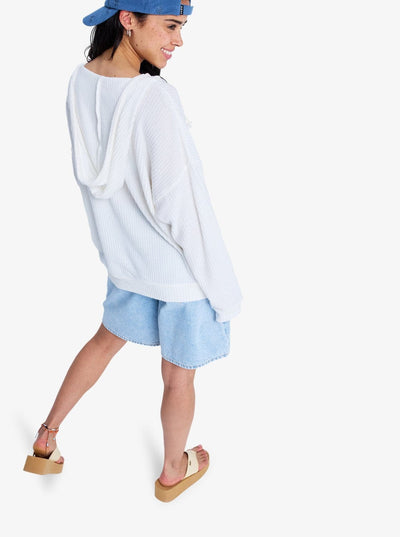 Ocean Drive Oversized Knit Hoodie - Egret Women's Hoodies & Sweatshirts Roxy 