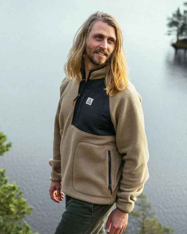 Offgrid 1/2 Zip Recycled Sherpa Fleece - Biscuit Men's Hoodies & Sweatshirts Passenger 