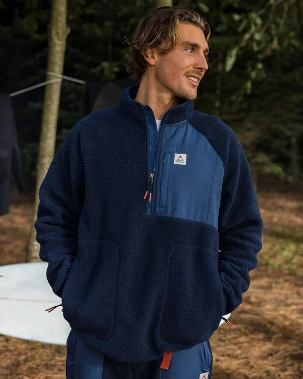 Offgrid 1/2 Zip Recycled Sherpa Fleece - Rich Navy Men's Hoodies & Sweatshirts Passenger 