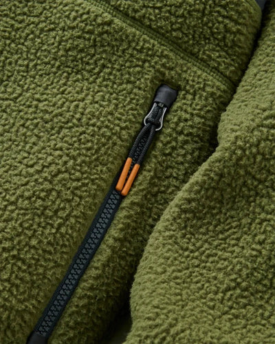 Offgrid Recycled Full Zip Hooded Sherpa Fleece - Khaki Men's Hoodies & Sweatshirts Passenger 