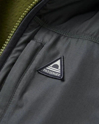 Offgrid Recycled Full Zip Hooded Sherpa Fleece - Khaki Men's Hoodies & Sweatshirts Passenger 
