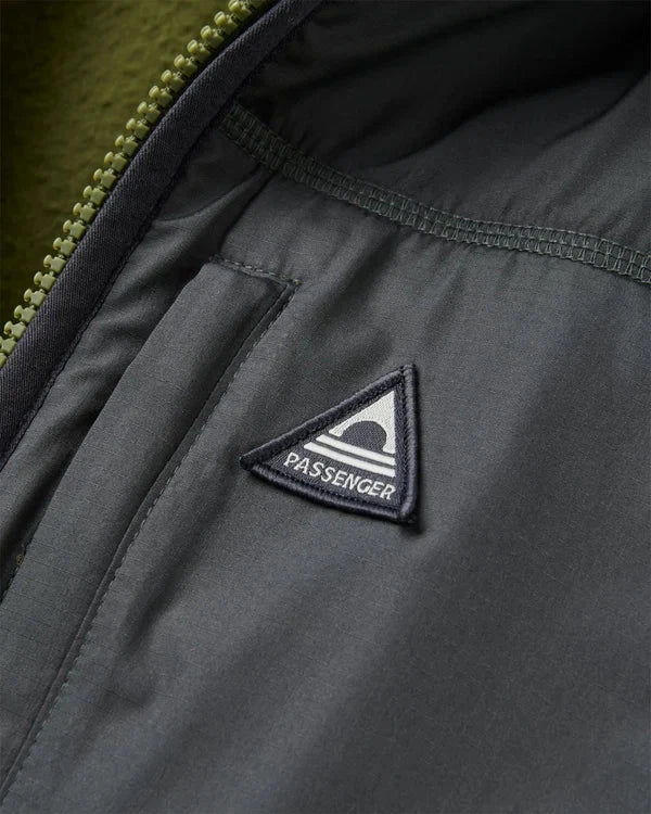 Offgrid Recycled Full Zip Hooded Sherpa Fleece - Khaki Men's Hoodies & Sweatshirts Passenger 