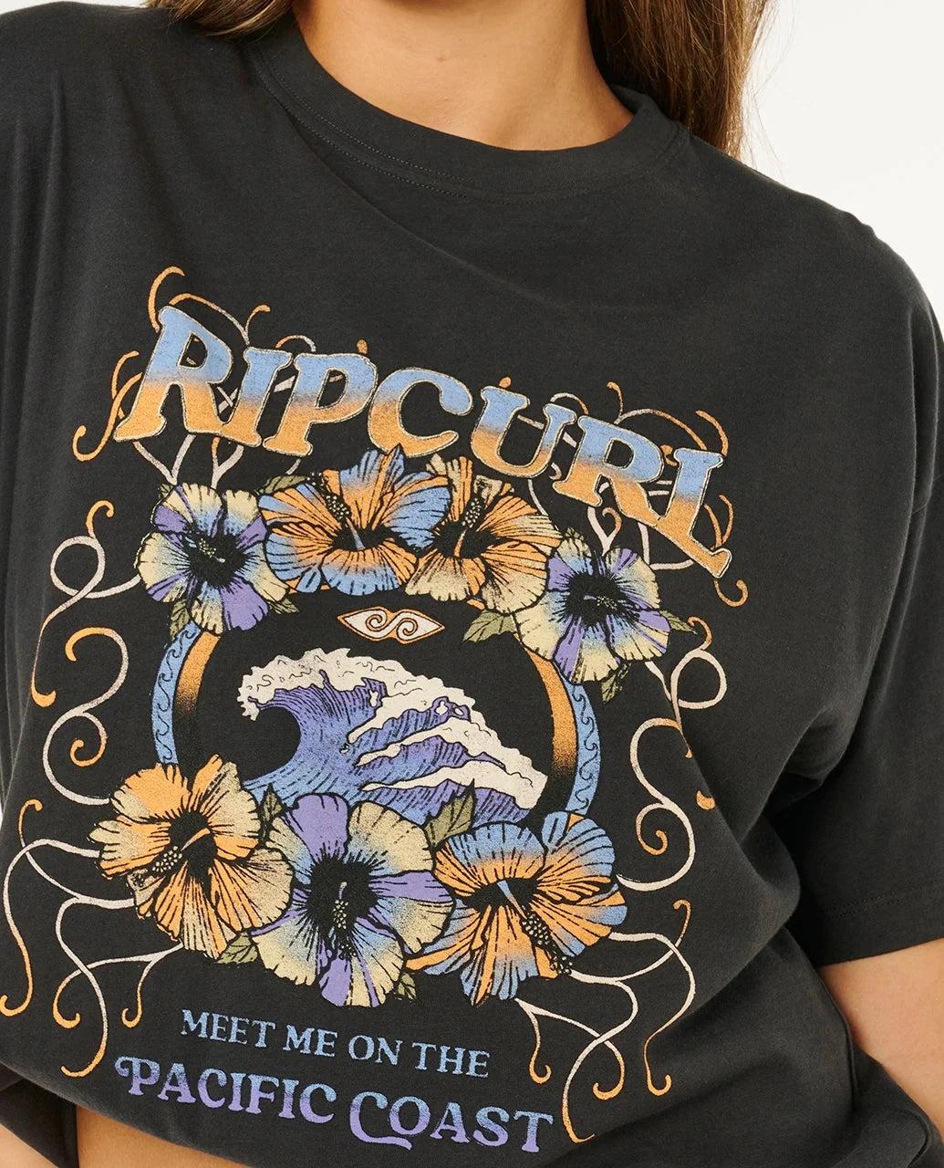 Pacific Coast Heritage Tee - Washed Black Women's T-Shirts and Vest Tops Rip Curl Women 