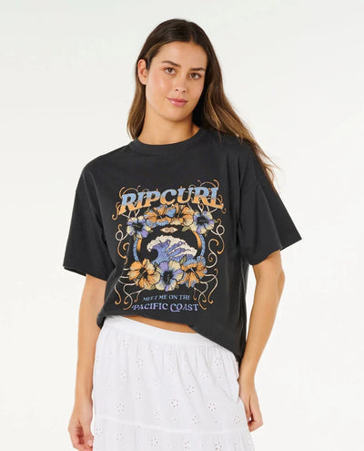 Pacific Coast Heritage Tee - Washed Black Women's T-Shirts and Vest Tops Rip Curl Women XS 