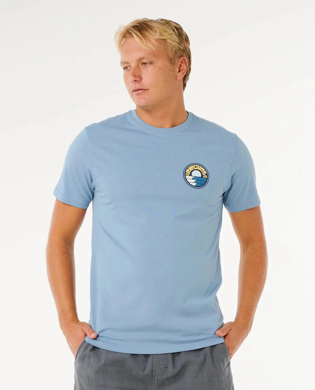Pacific Rinse Stacked Tee - Faded Denim Men's T-Shirts & Vests Rip Curl S 