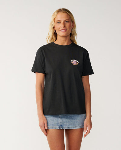 Party Wave Art Tee - Washed Black Women's T-Shirts and Vest Tops Rip Curl Women 