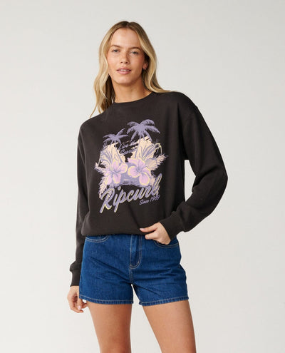 Party Wave Crew Fleece - Washed Black Women's Hoodies & Sweatshirts Rip Curl Women 