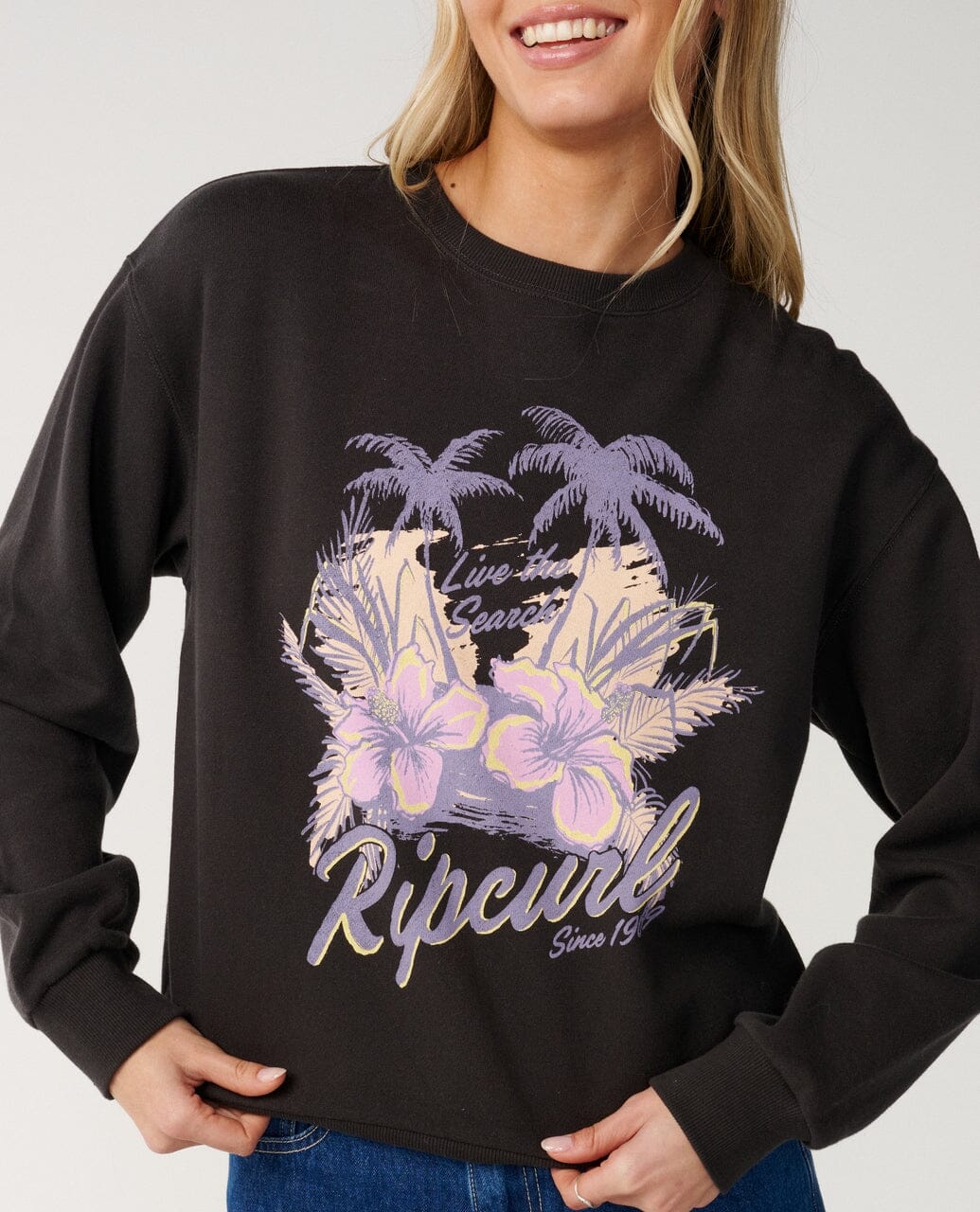 Party Wave Crew Fleece - Washed Black Women's Hoodies & Sweatshirts Rip Curl Women 