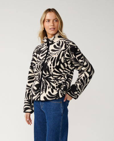 Party Wave Zipped Polar Fleece - Black/White Women's Jackets Rip Curl Women 