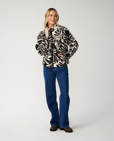 Party Wave Zipped Polar Fleece - Black/White Women's Jackets Rip Curl Women 