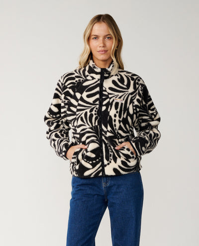 Party Wave Zipped Polar Fleece - Black/White Women's Jackets Rip Curl Women XS 