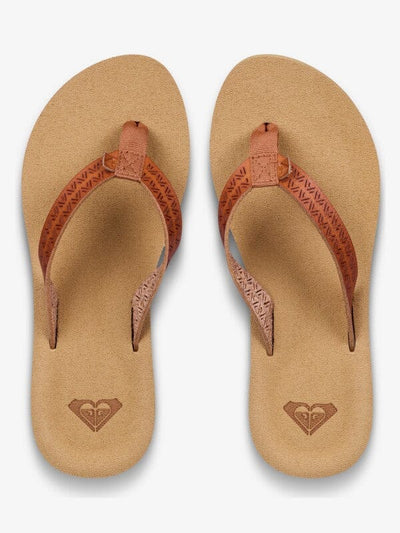 Porto Motif - Tan Women's Flipflops,Shoes & Boots Roxy UK3 