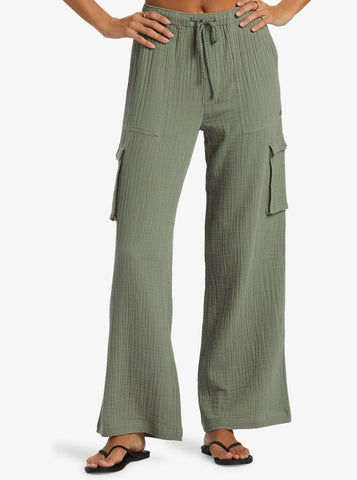 Precious Cargo - Cargo Beach Trousers - Agave Green Women's Jeans & Trousers Roxy XS 