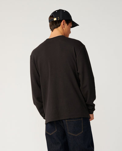 Premium Surf Waffle Long Sleeve Tee - Washed Black Men's Hoodies & Sweatshirts Rip Curl 