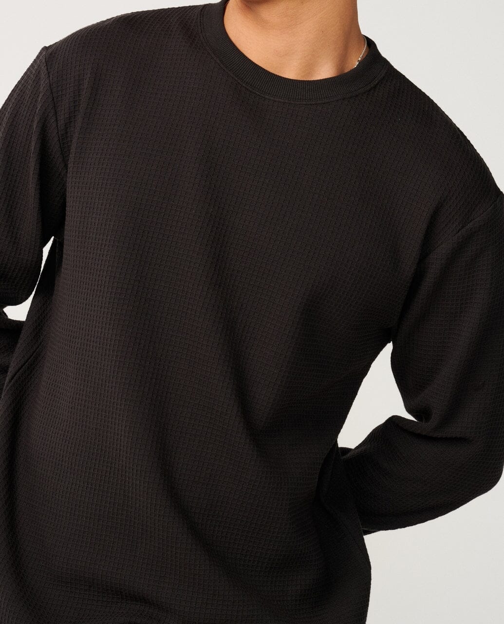 Premium Surf Waffle Long Sleeve Tee - Washed Black Men's Hoodies & Sweatshirts Rip Curl 