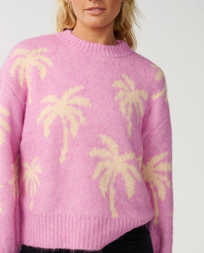 Retro Swell Palm Jacquard Crew - Lilac Women's Hoodies & Sweatshirts Rip Curl Women 