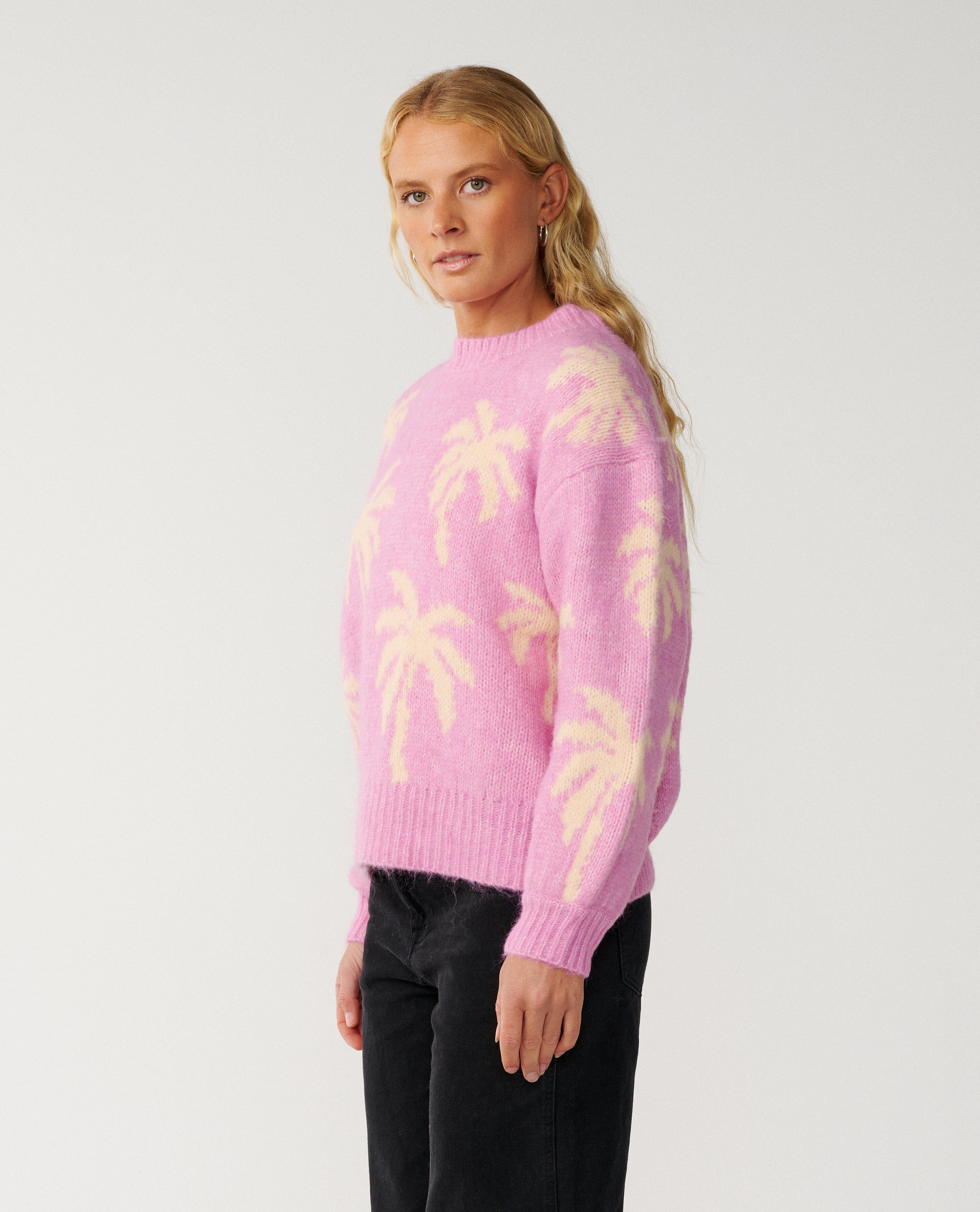 Retro Swell Palm Jacquard Crew - Lilac Women's Hoodies & Sweatshirts Rip Curl Women 